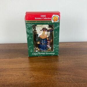 Rainbow Bros HOLIDAY COLLECTION 2000 Teddy Bear w/Tree Vtg Christmas Ornament